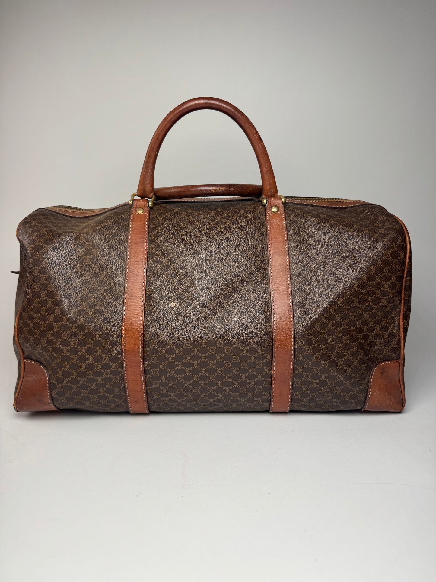 Vintage Celine Paris Triomphe Monogram Duffel Bag brown