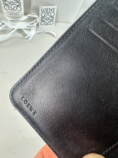 Vintage Loewe Anagram Canvas Wallet Black Silver