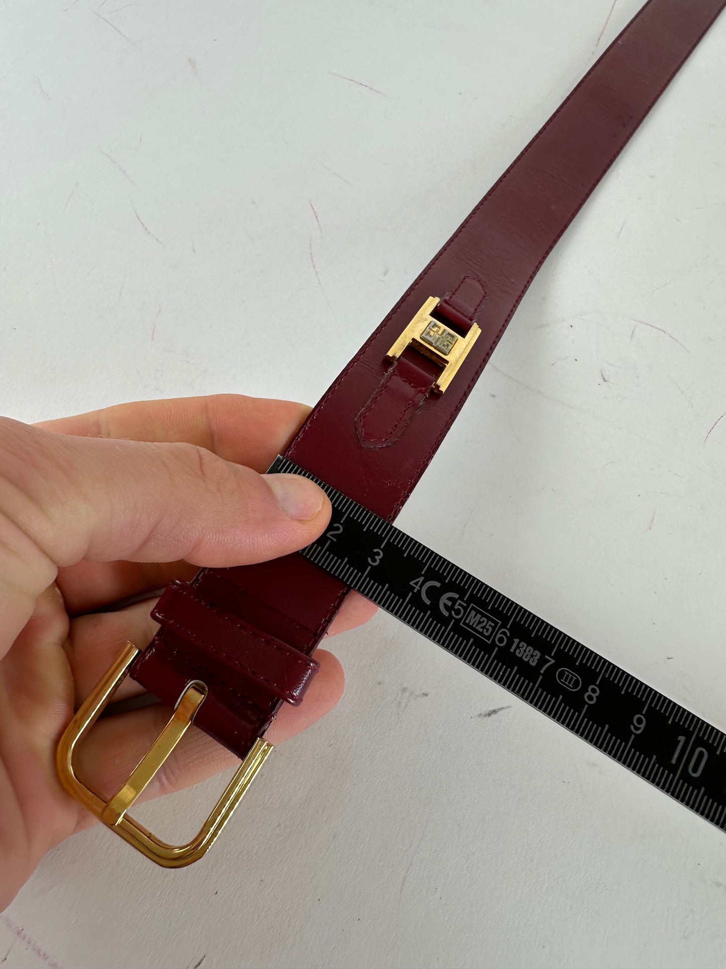 Vintage Givenchy 4G Logo Leather Belt Burgundy 65