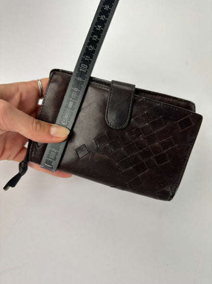 Vintage Bottega Veneta Intrecciato Bifold Wallet Late 1990s Dark Brown