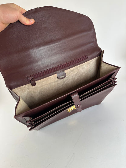Vintage Gucci 2Way Leather Briefcase Burgundy