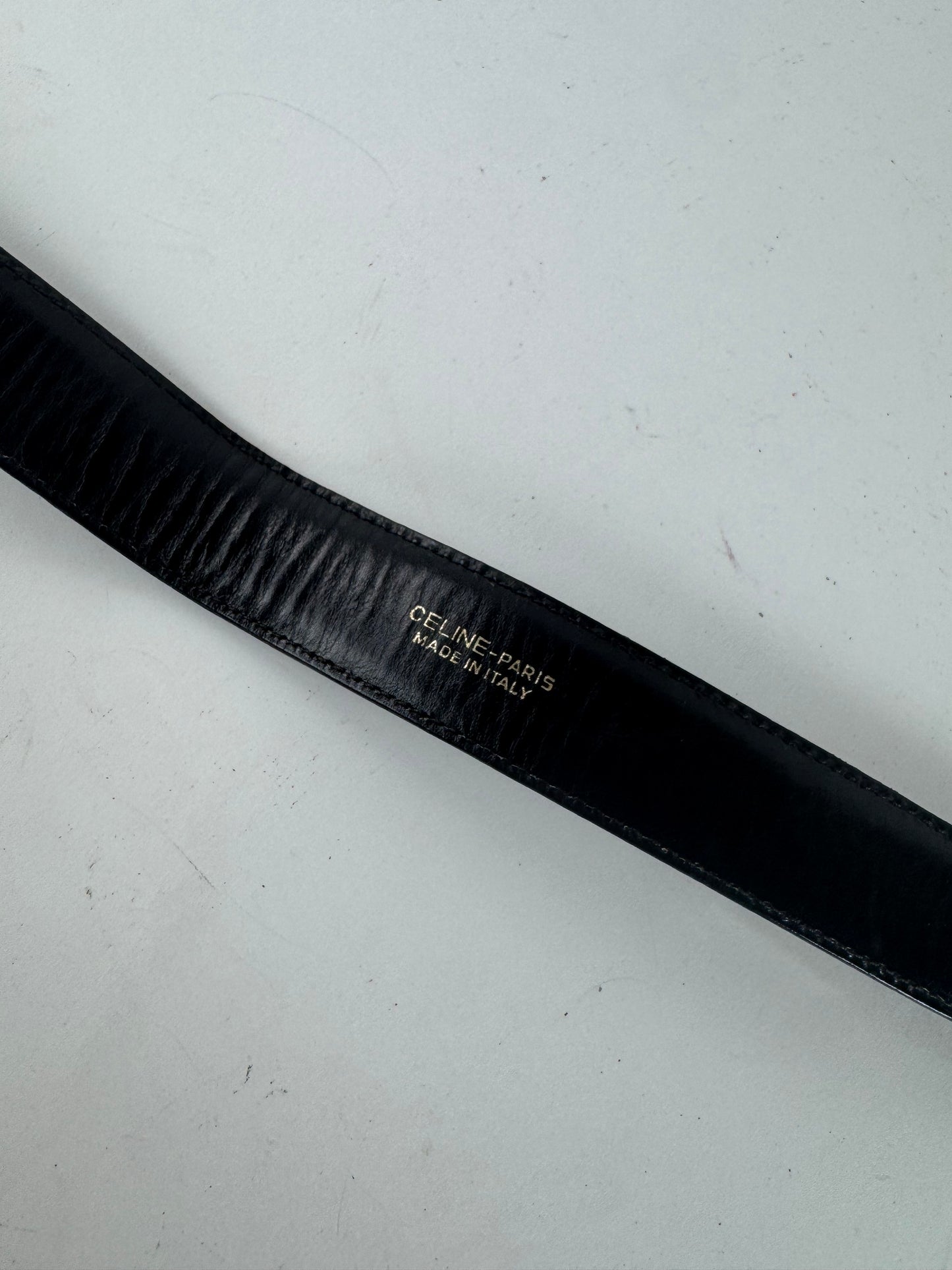 Vintage Celine Leather belt black gold