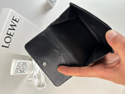 Vintage Loewe Anagram Canvas Wallet Black Silver