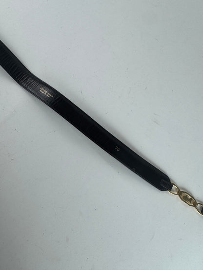 Vintage Celine Leather belt black gold