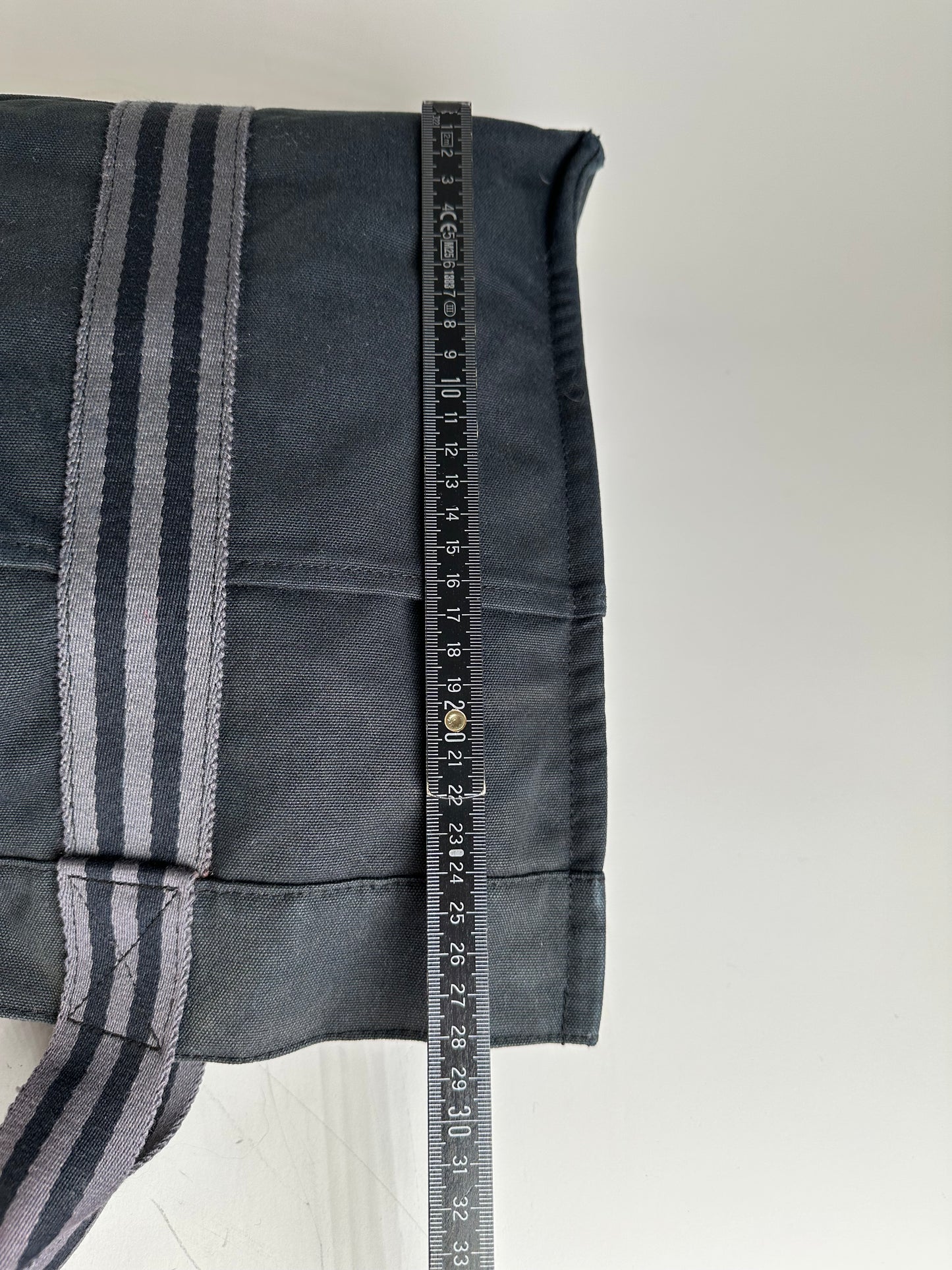 Vintage Hermes Canvas Tote Bag Black Grey Stripes