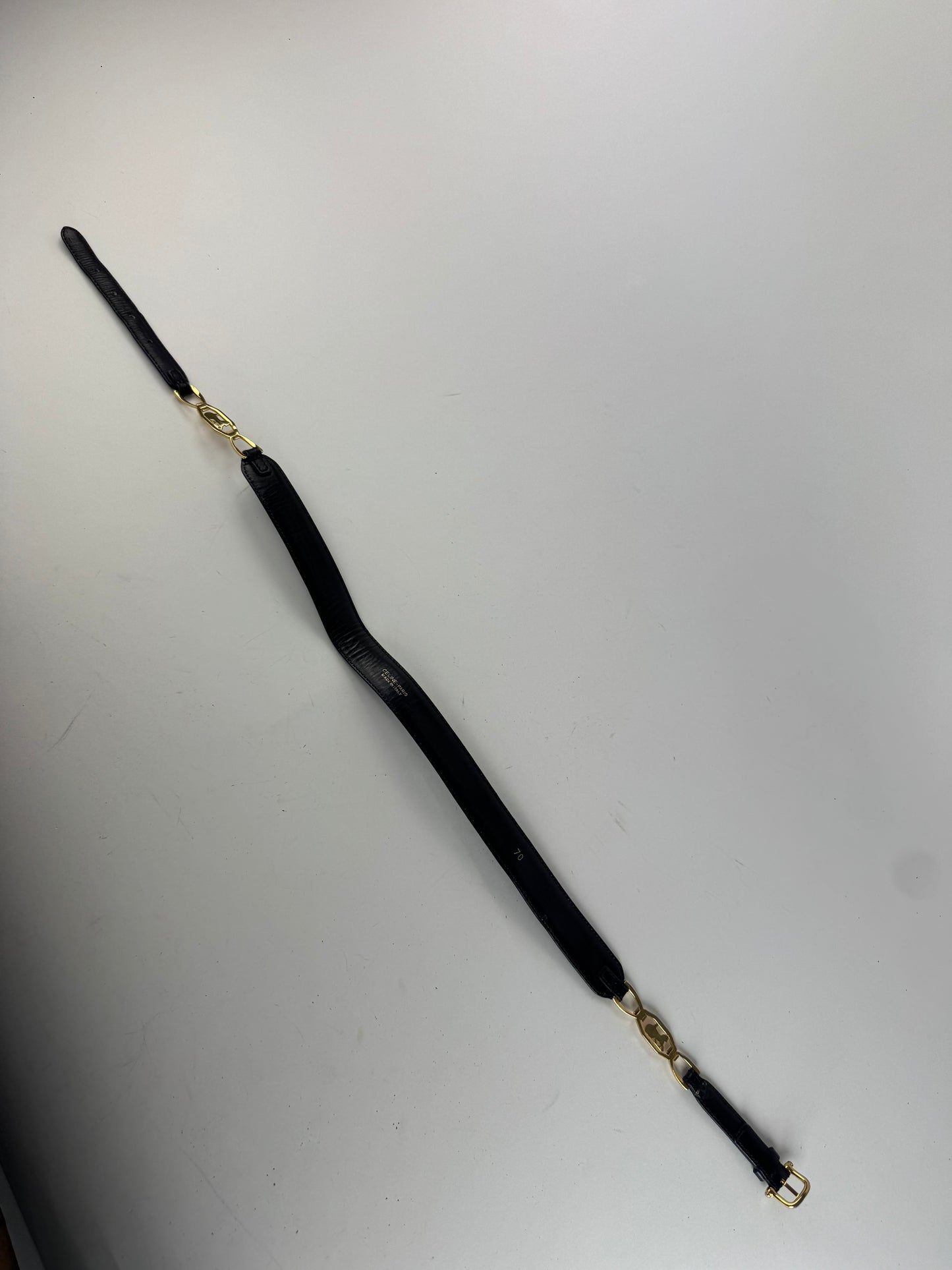 Vintage Celine Leather belt black gold