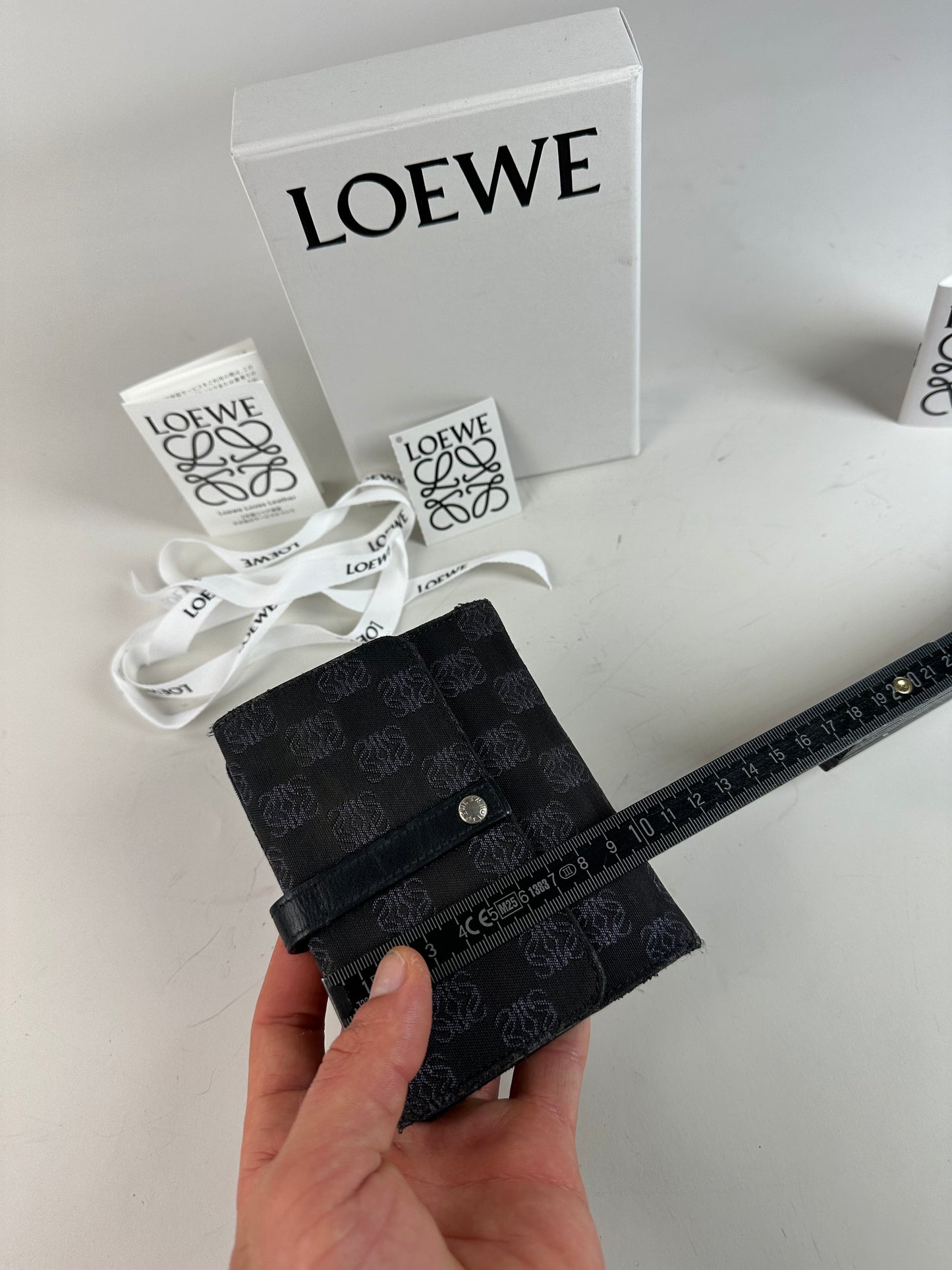 Vintage Loewe Anagram Canvas Wallet Black Silver