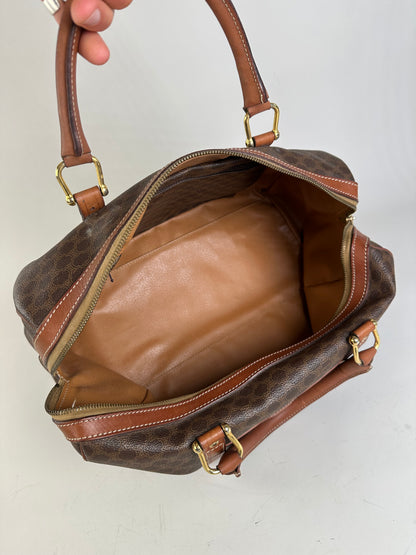 Vintage Celine Macadam Canvas Bowling Bag Brown Tan