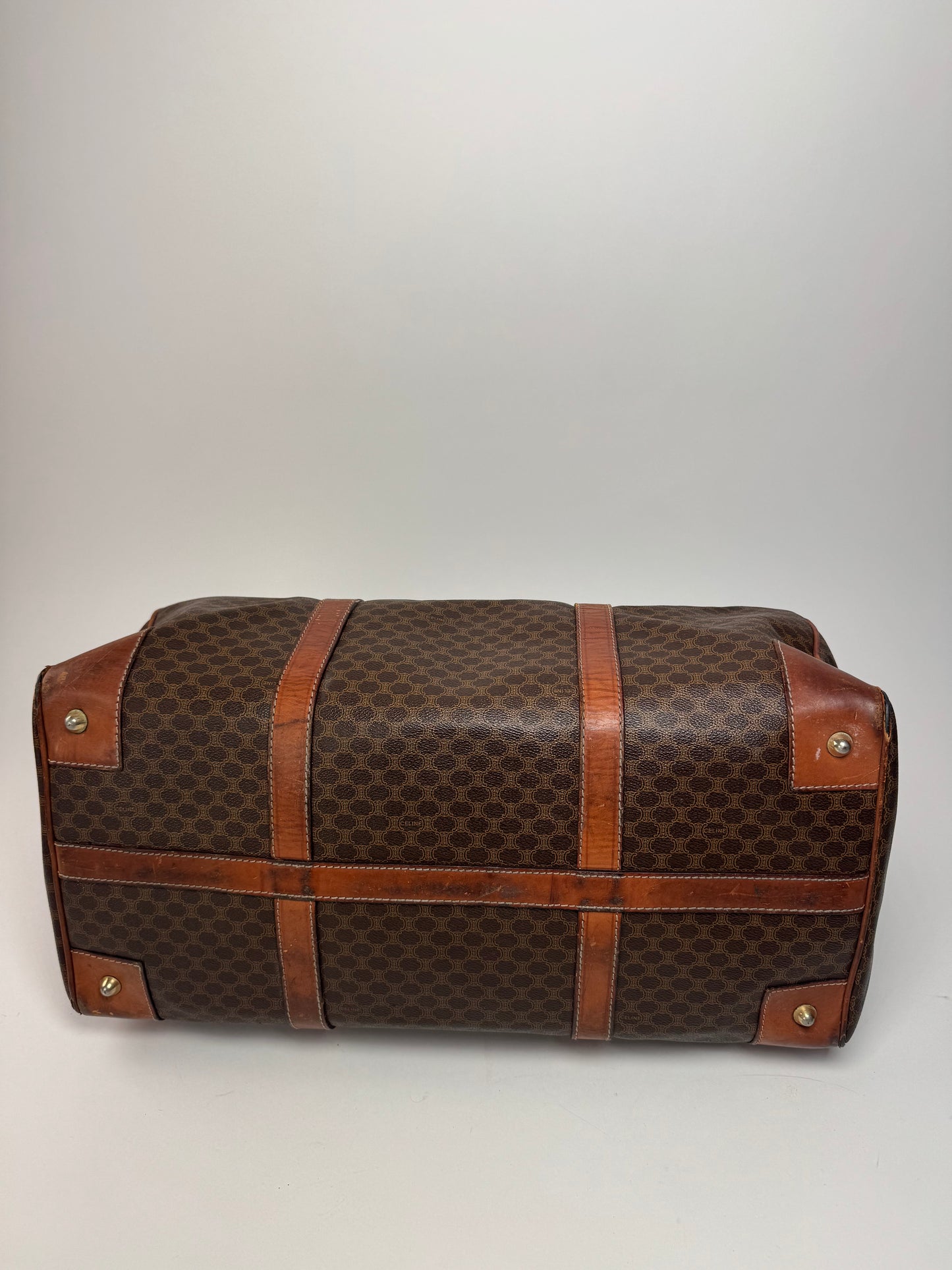 Vintage Celine Paris Triomphe Monogram Duffel Bag brown