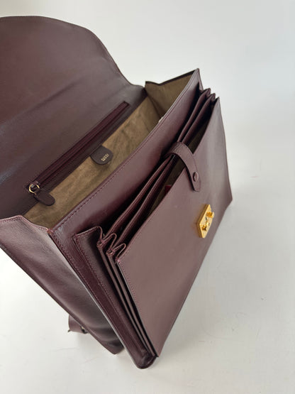 Vintage Gucci 2Way Leather Briefcase Burgundy