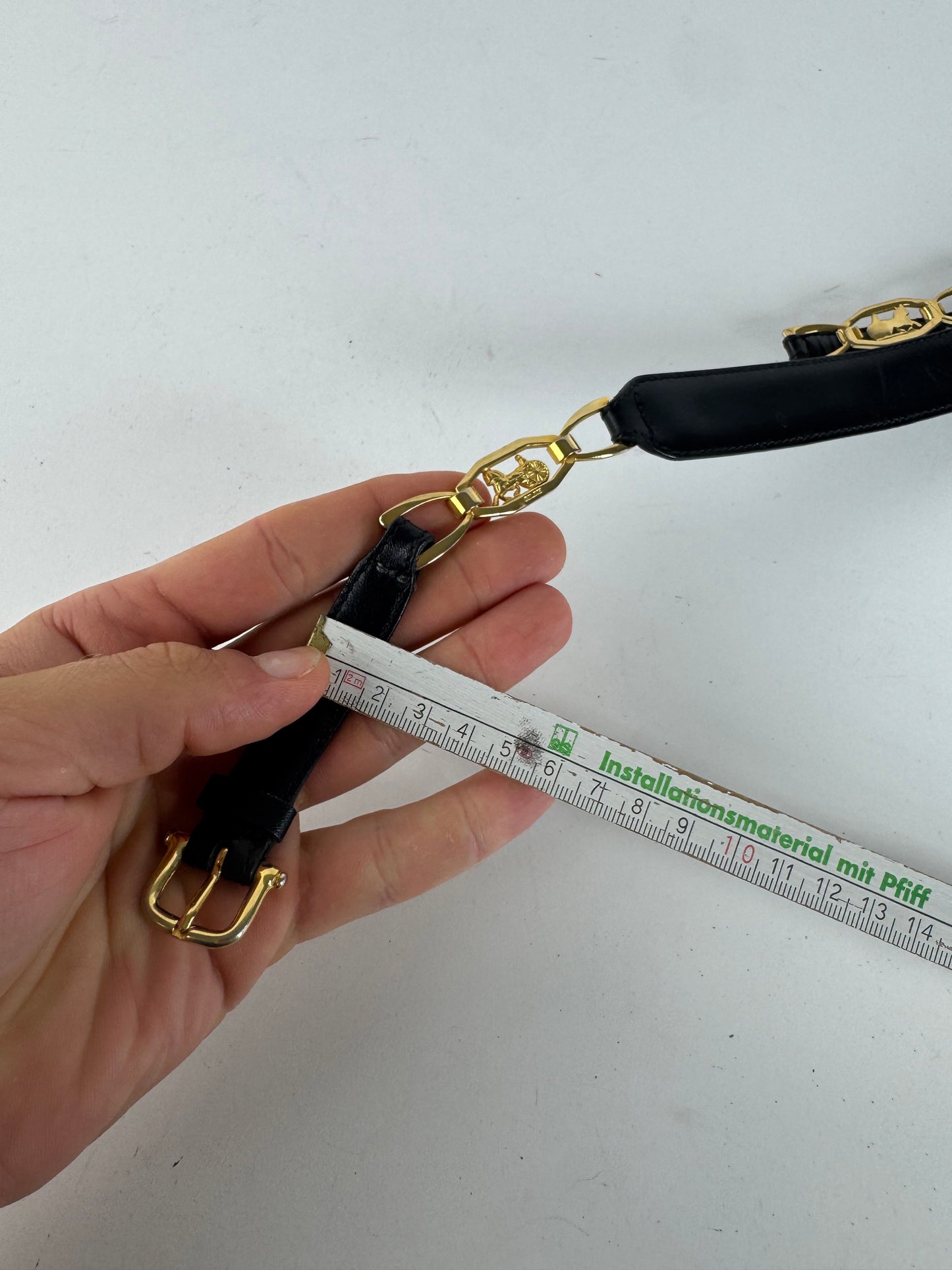 Vintage Celine Leather belt black gold