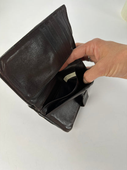 Vintage Bottega Veneta Intrecciato Bifold Wallet Late 1990s Dark Brown