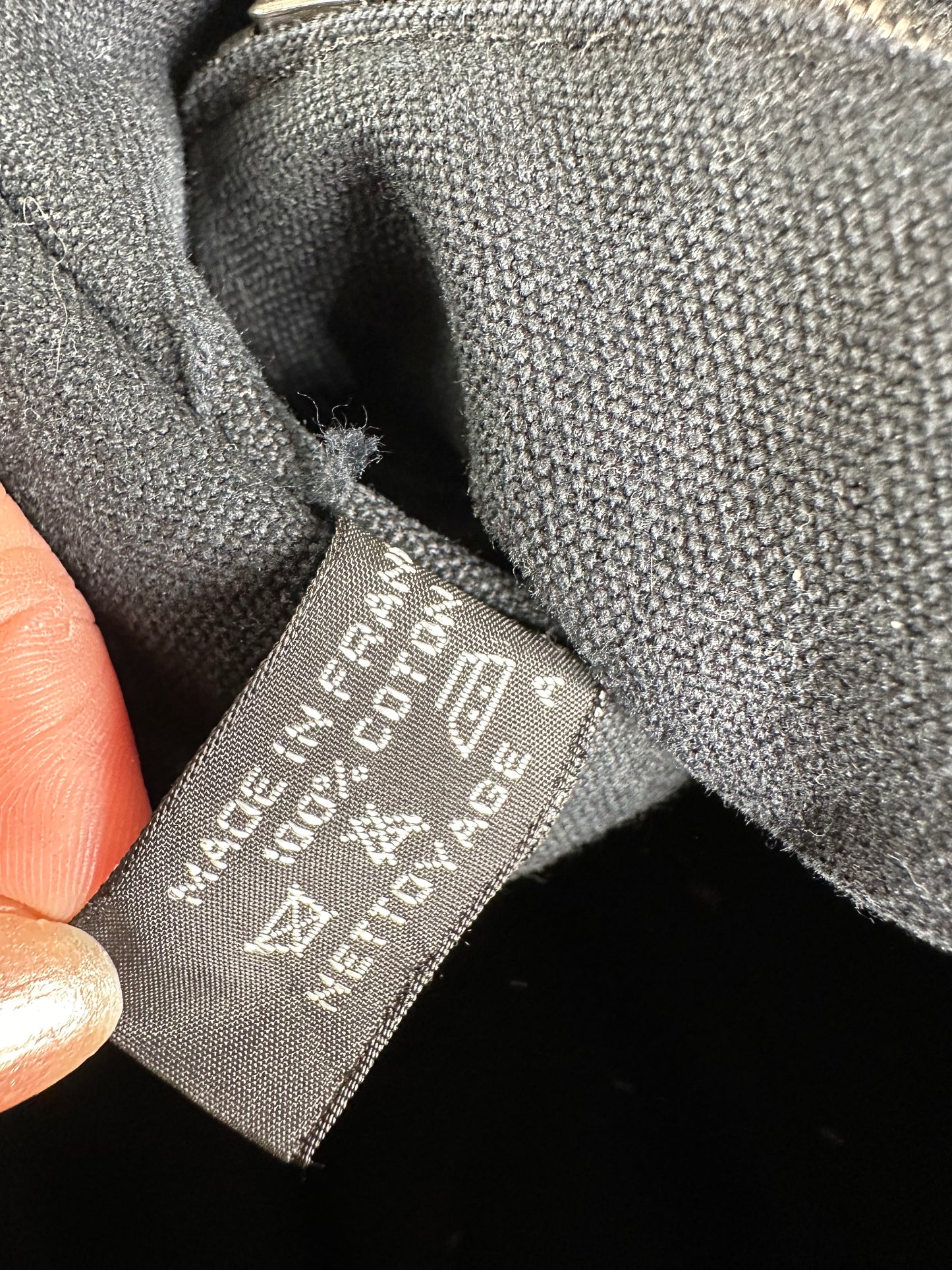Vintage Hermes Canvas Tote Bag Black Grey Stripes