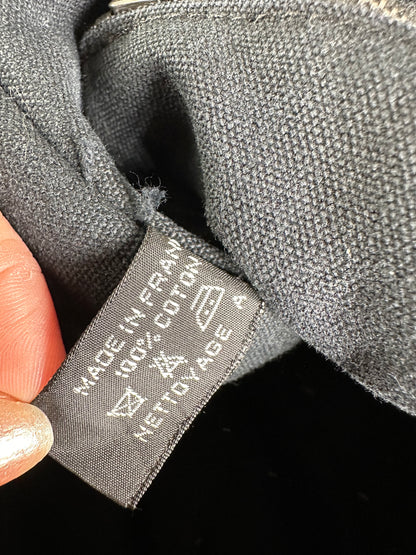 Vintage Hermes Canvas Tote Bag Black Grey Stripes