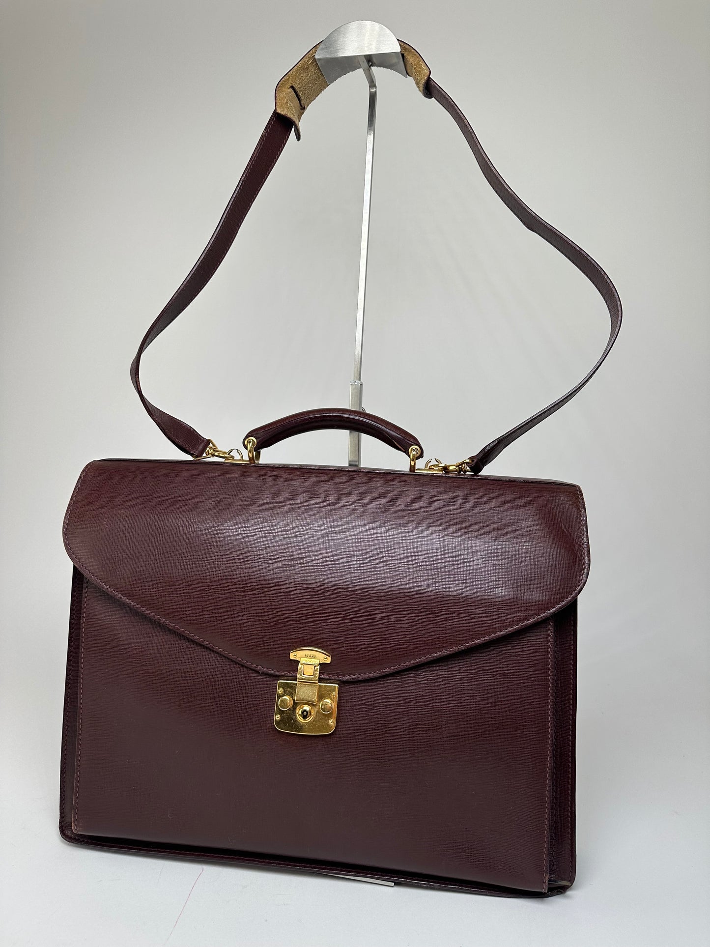 Vintage Gucci 2Way Leather Briefcase Burgundy
