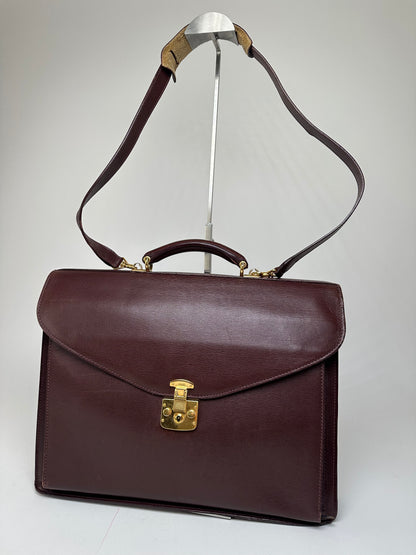 Vintage Gucci 2Way Leather Briefcase Burgundy