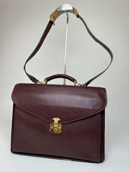 Vintage Gucci 2Way Leather Briefcase Burgundy