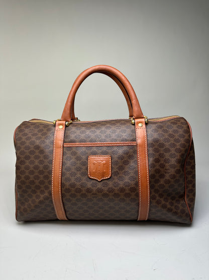 Vintage Celine Macadam Canvas Bowling Bag Brown Tan