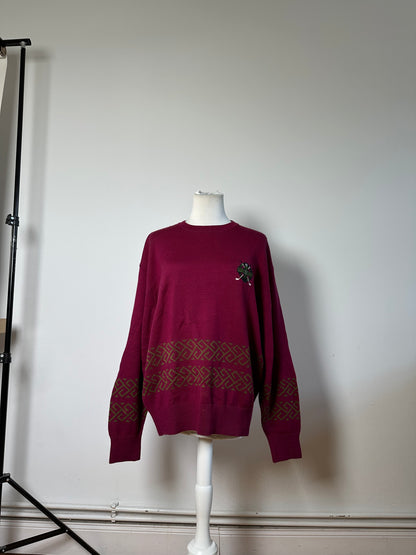 Vintage Dior Men's Wool Sweater Fuchsia Green L