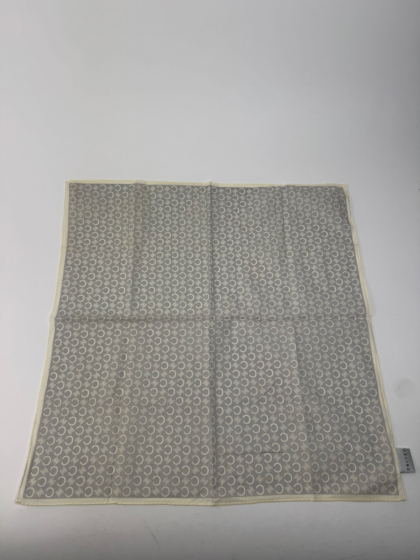 Vintage Celine Macadam Monogram Scarf white grey