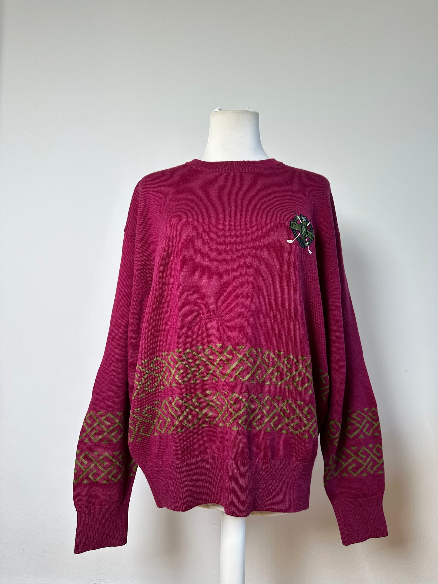 Vintage Dior Men's Wool Sweater Fuchsia Green L