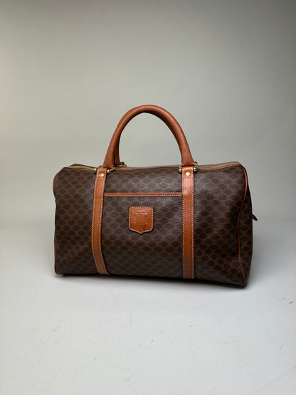 Vintage Celine Macadam Canvas Bowling Bag Brown Tan