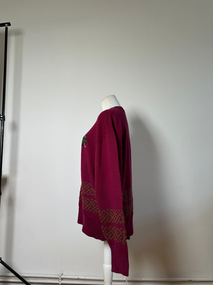 Vintage Dior Men's Wool Sweater Fuchsia Green L