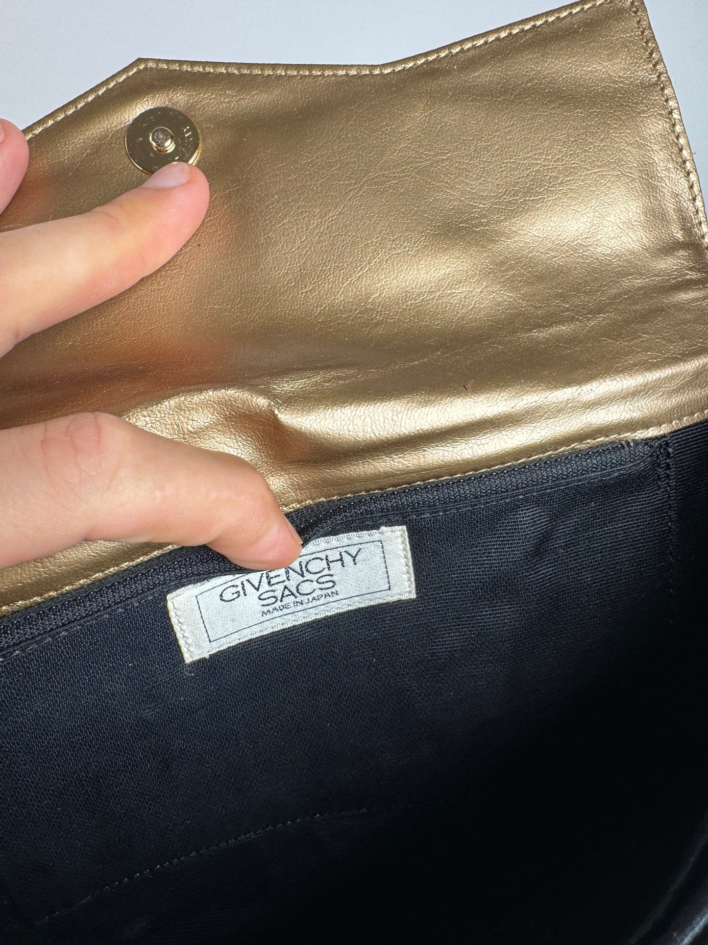 Vintage Givenchy Leather canvas clutch black gold