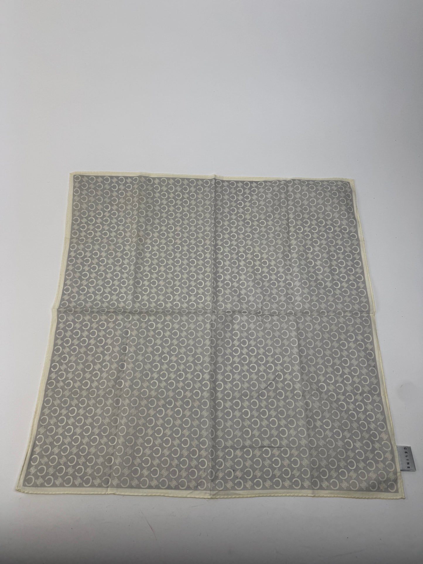 Vintage Celine Macadam Monogram Scarf white grey