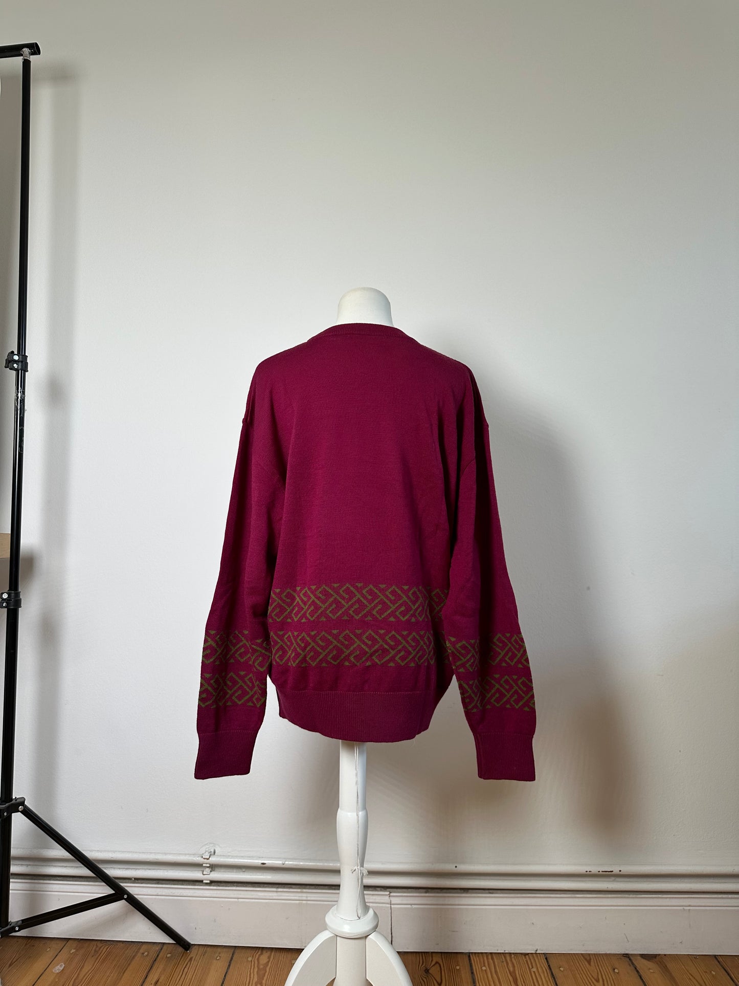 Vintage Dior Men's Wool Sweater Fuchsia Green L