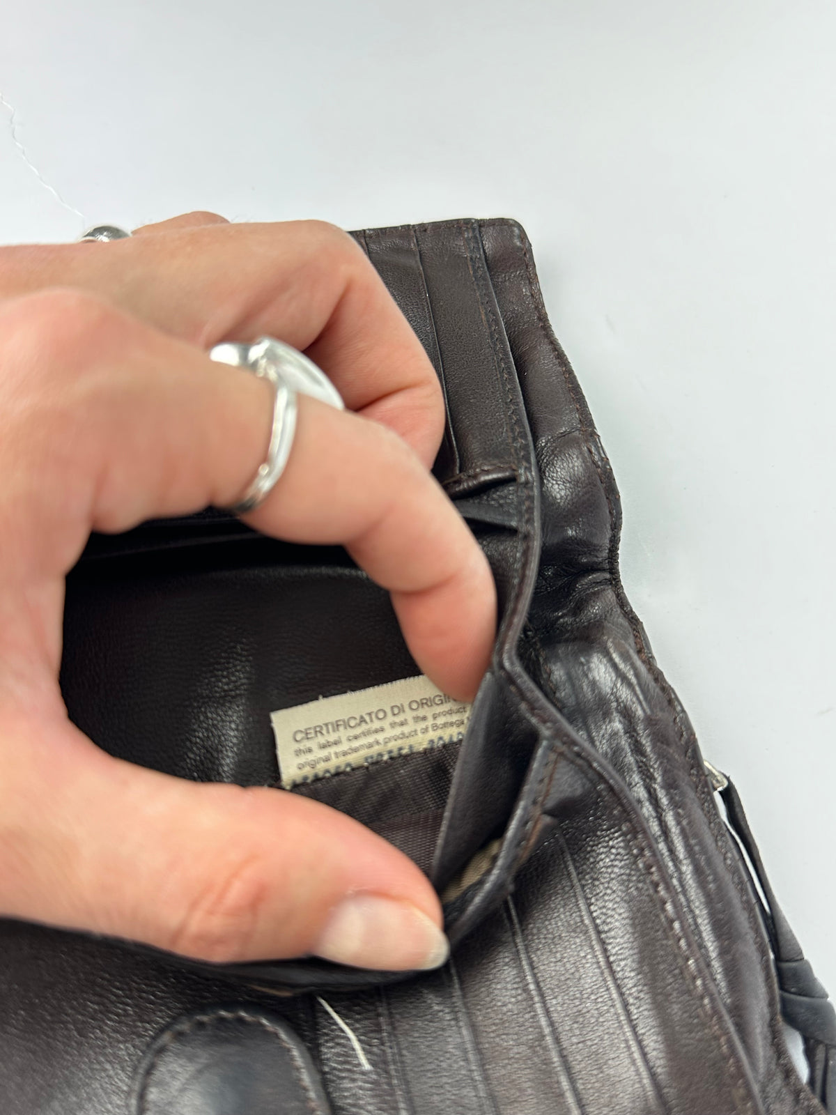 Vintage Bottega Veneta Intrecciato Bifold Wallet Late 1990s Dark Brown