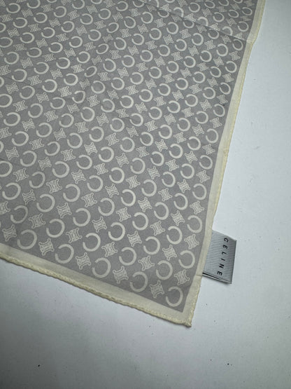 Vintage Celine Macadam Monogram Scarf white grey