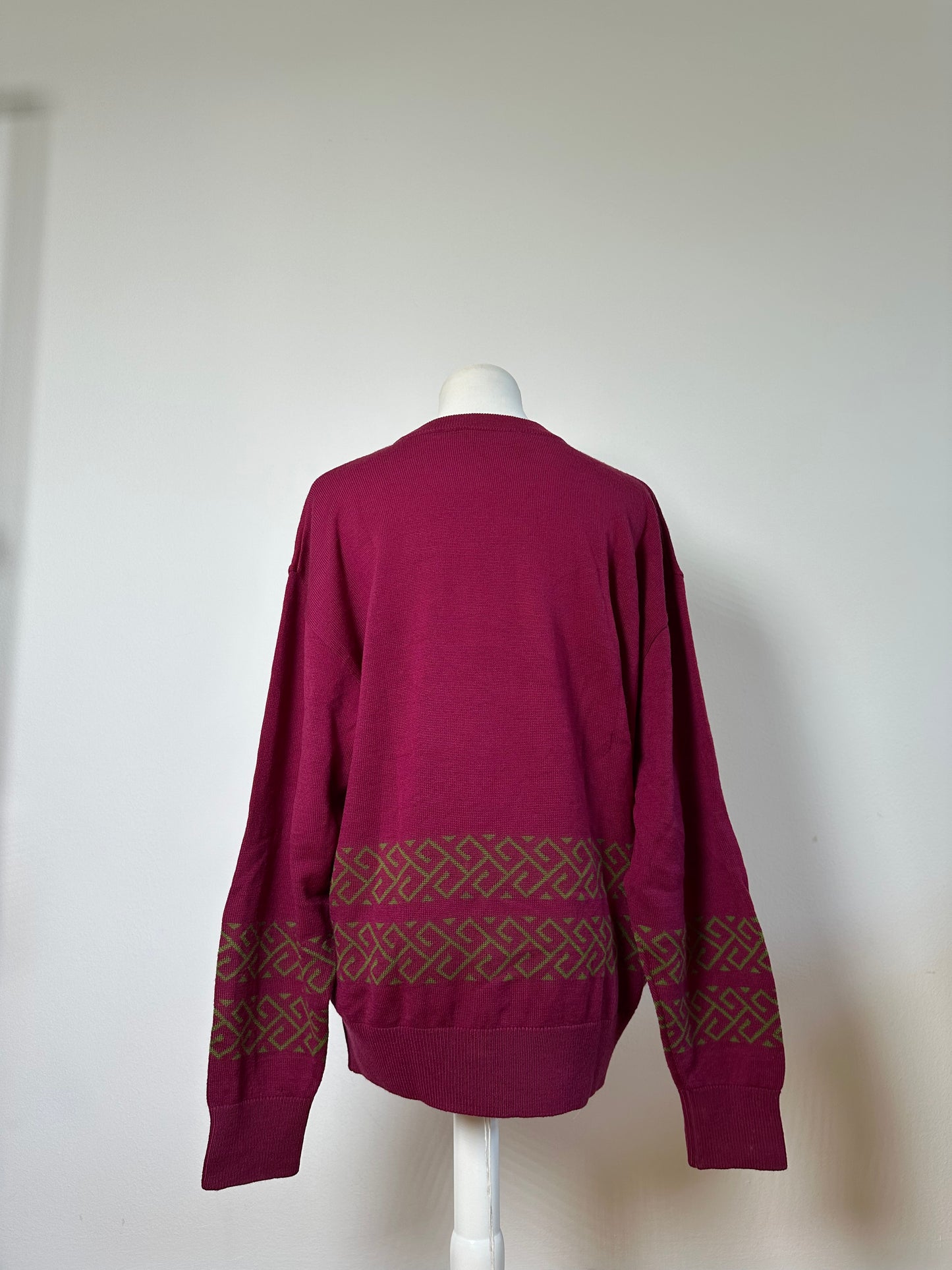 Vintage Dior Men's Wool Sweater Fuchsia Green L