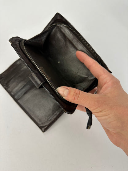 Vintage Bottega Veneta Intrecciato Bifold Wallet Late 1990s Dark Brown
