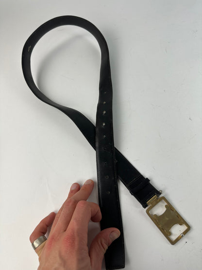 Vintage Celine Paris Triomphe Leather Belt Black