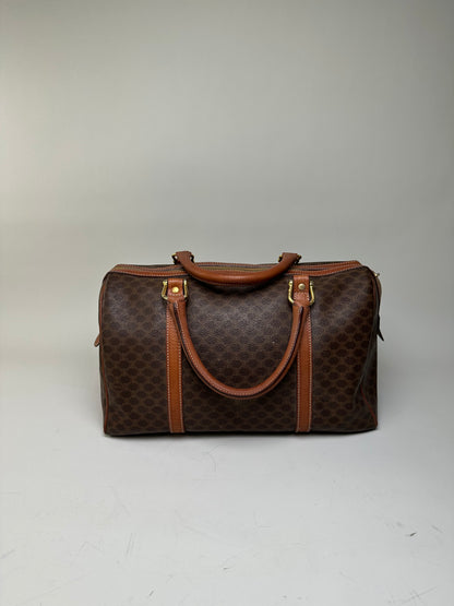 Vintage Celine Macadam Canvas Bowling Bag Brown Tan