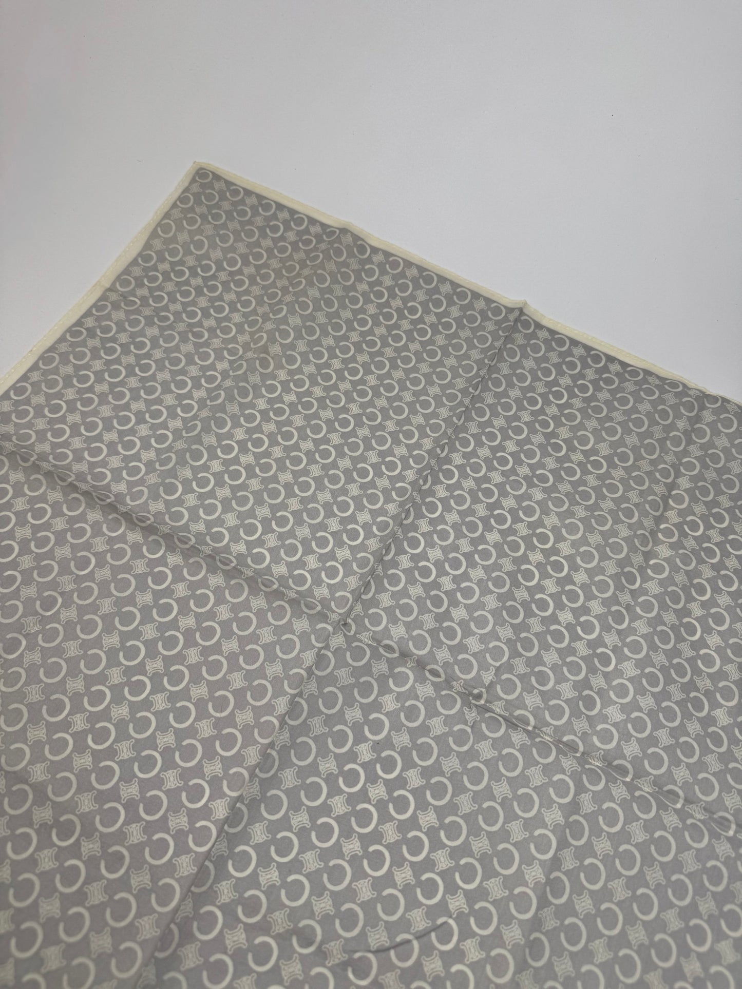 Vintage Celine Macadam Monogram Scarf white grey