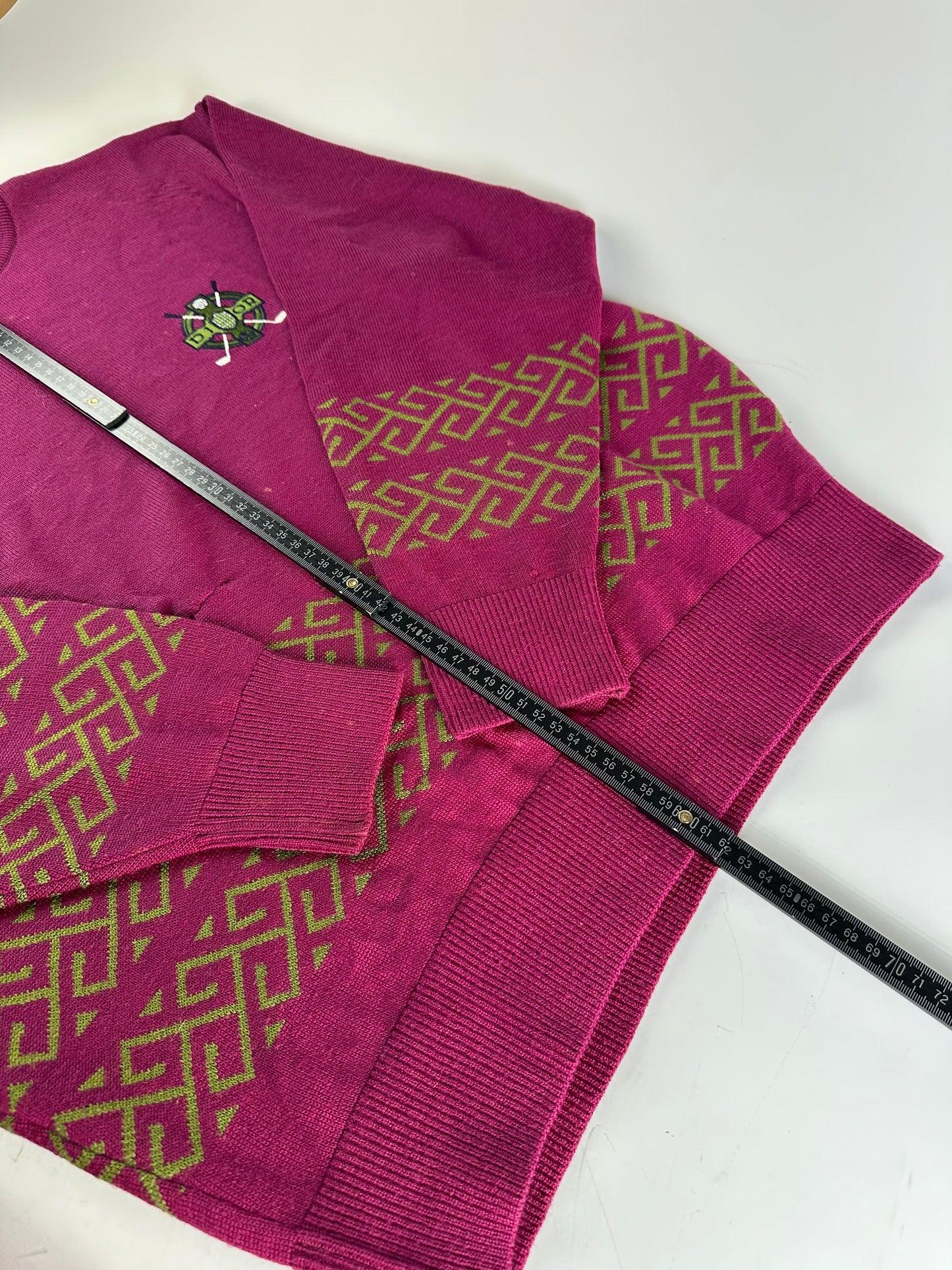 Vintage Dior Men's Wool Sweater Fuchsia Green L