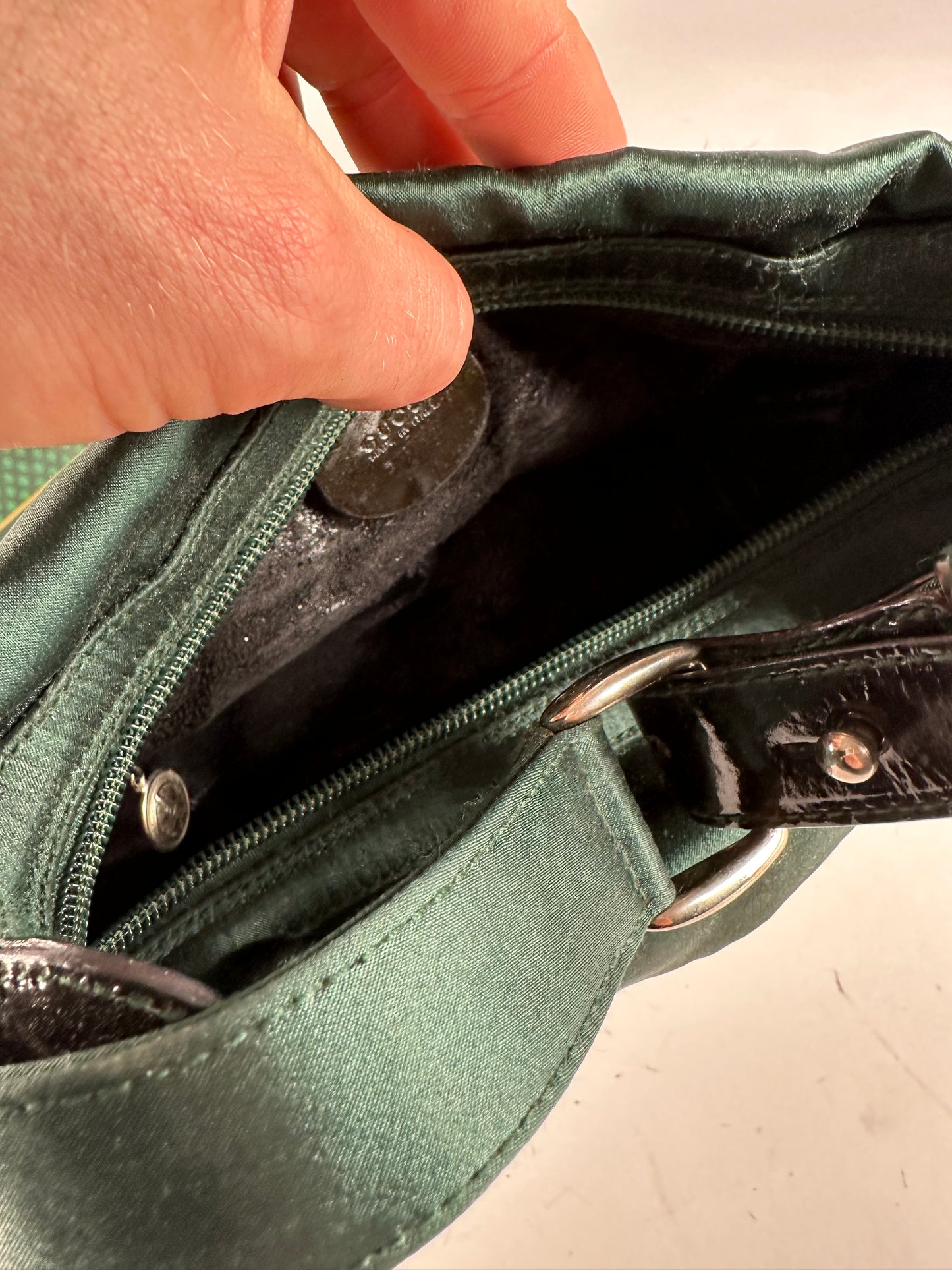 Vintage Gucci Polyester Leather Hand  Bag Green