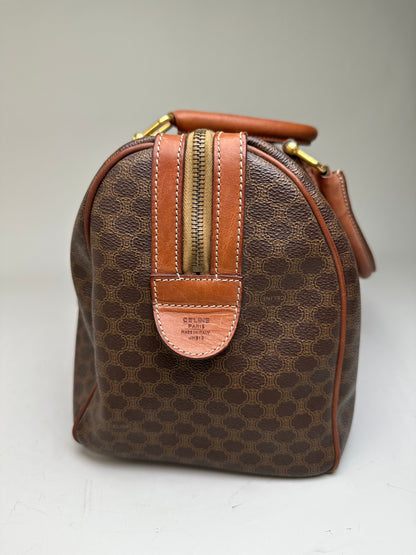 Vintage Celine Macadam Canvas Bowling Bag Brown Tan