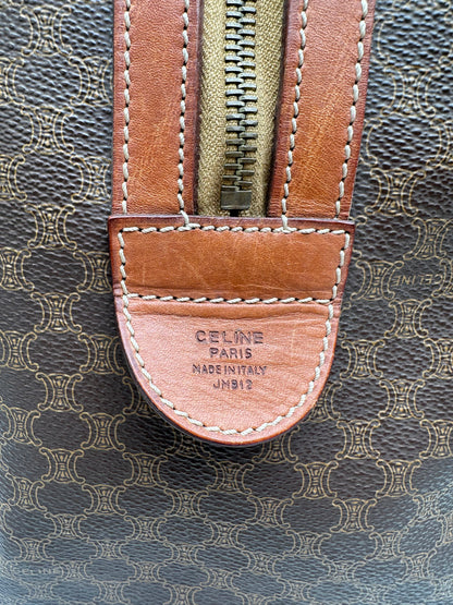 Vintage Celine Macadam Canvas Bowling Bag Brown Tan
