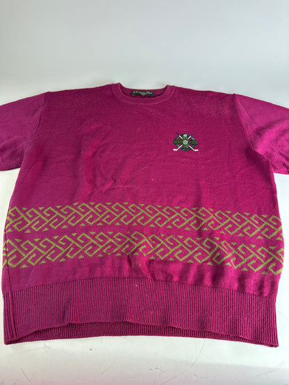 Vintage Dior Men's Wool Sweater Fuchsia Green L