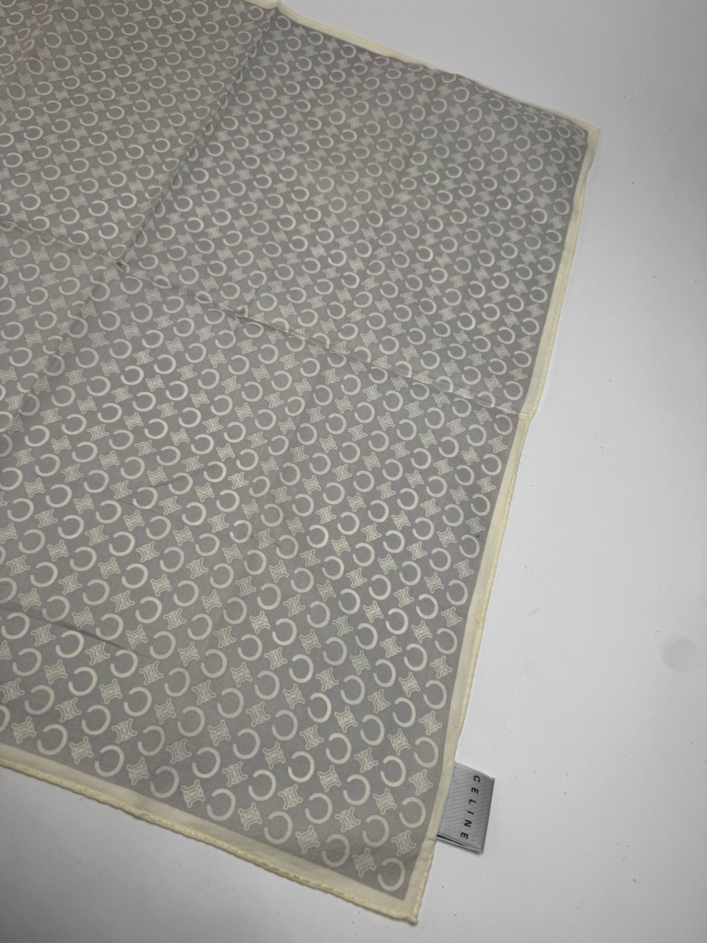 Vintage Celine Macadam Monogram Scarf white grey