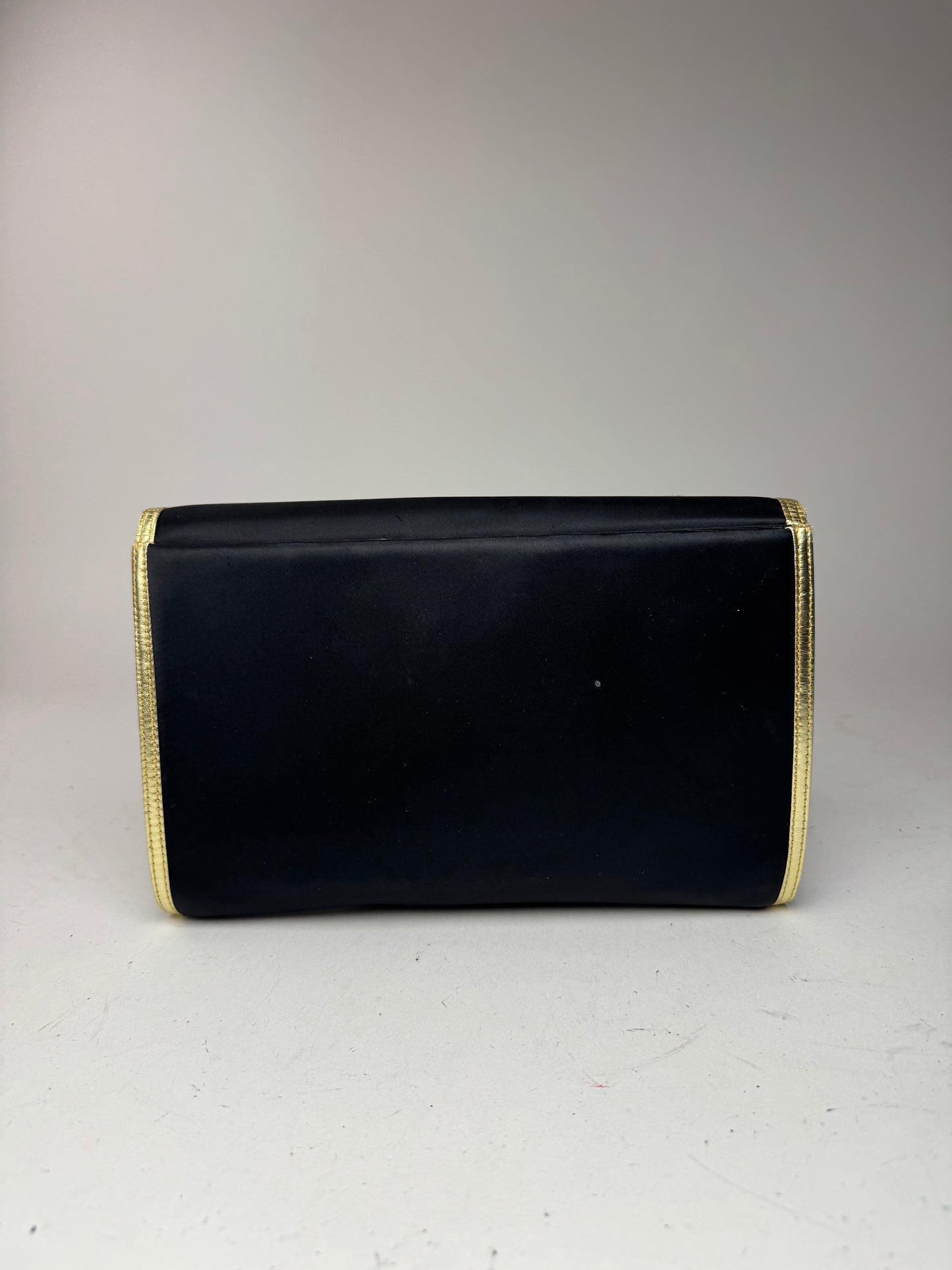 Vintage Givenchy Leather canvas clutch black gold