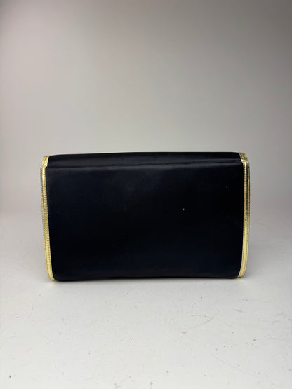 Vintage Givenchy Leather canvas clutch black gold