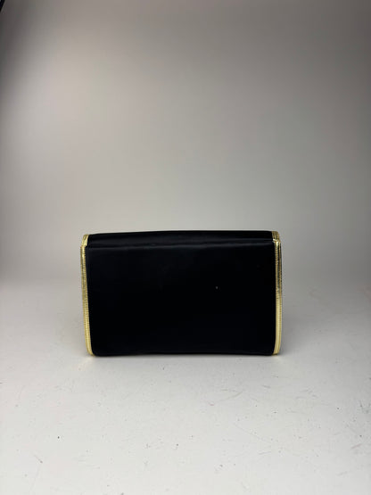Vintage Givenchy Leather canvas clutch black gold