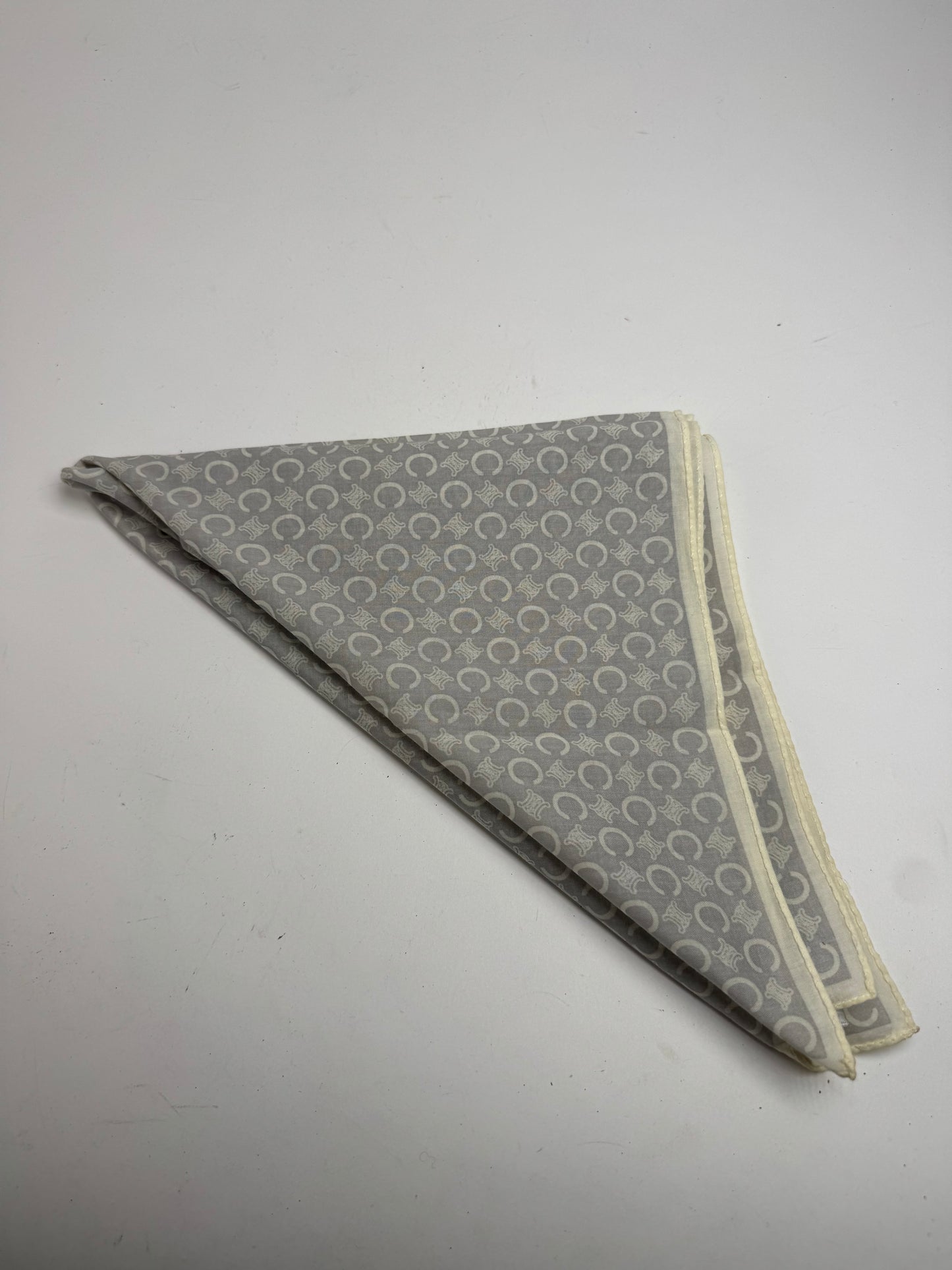 Vintage Celine Macadam Monogram Scarf white grey