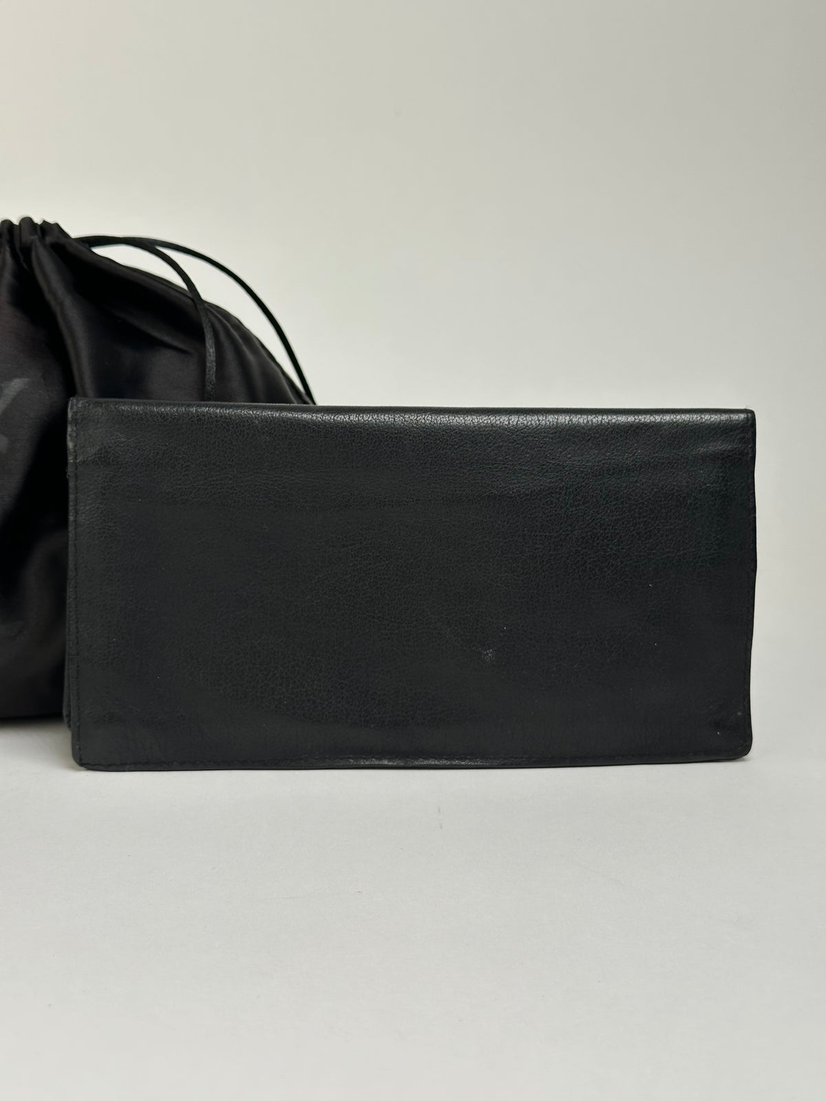 Vintage Yves Saint Laurent Leather Bifold Wallet Black Gold