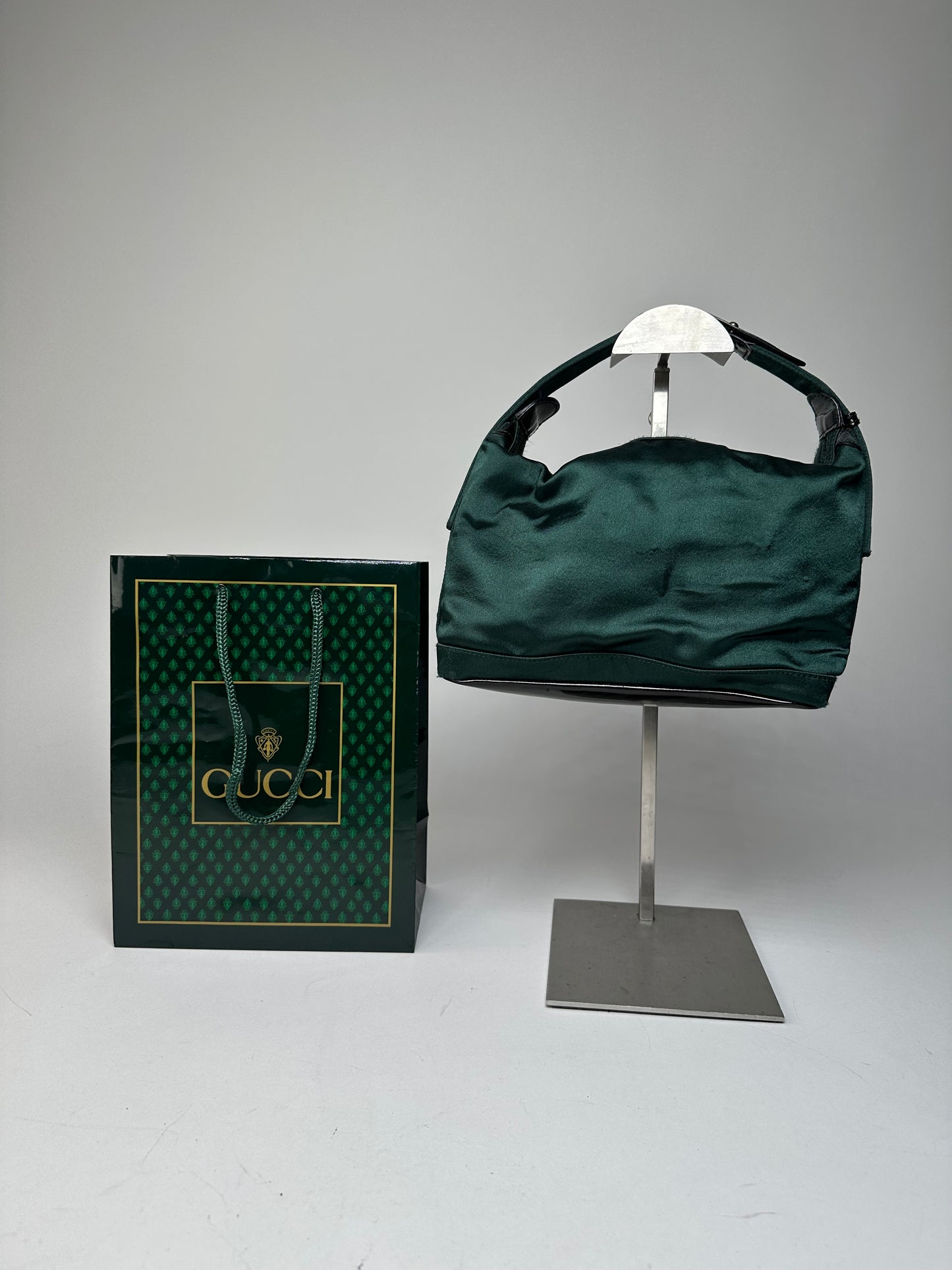 Vintage Gucci Polyester Leather Hand  Bag Green