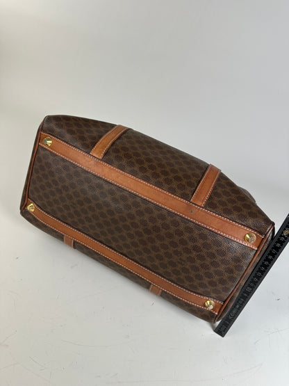 Vintage Celine Macadam Canvas Bowling Bag Brown Tan